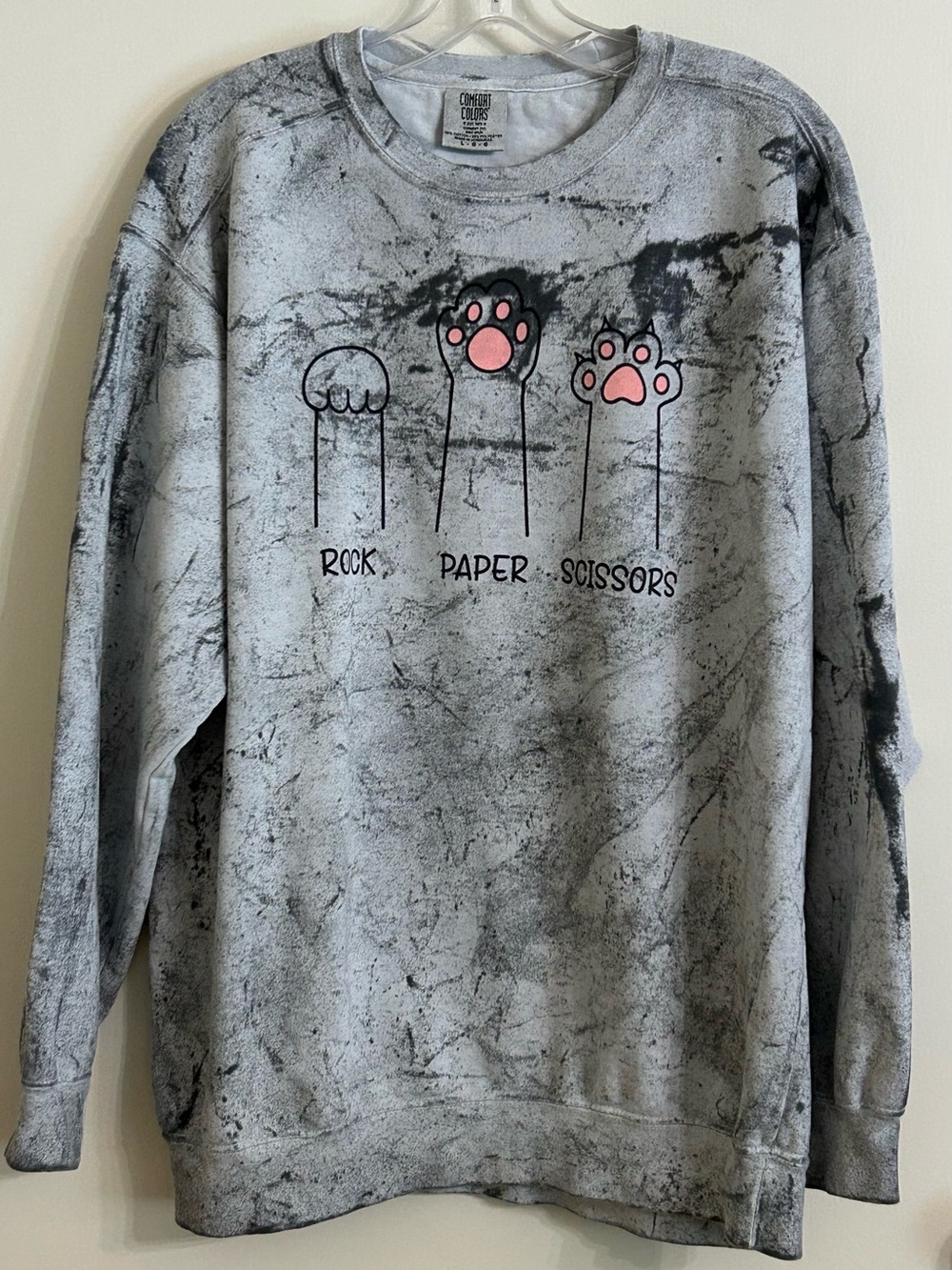 Cat Paw Print Rock, Paper, Scissors Graphic Sweatshirt